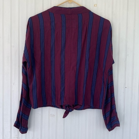 Rails Women's Maroon Burgundy Navy Striped Sloane Blouse Size XS - Picture 4 of 9
